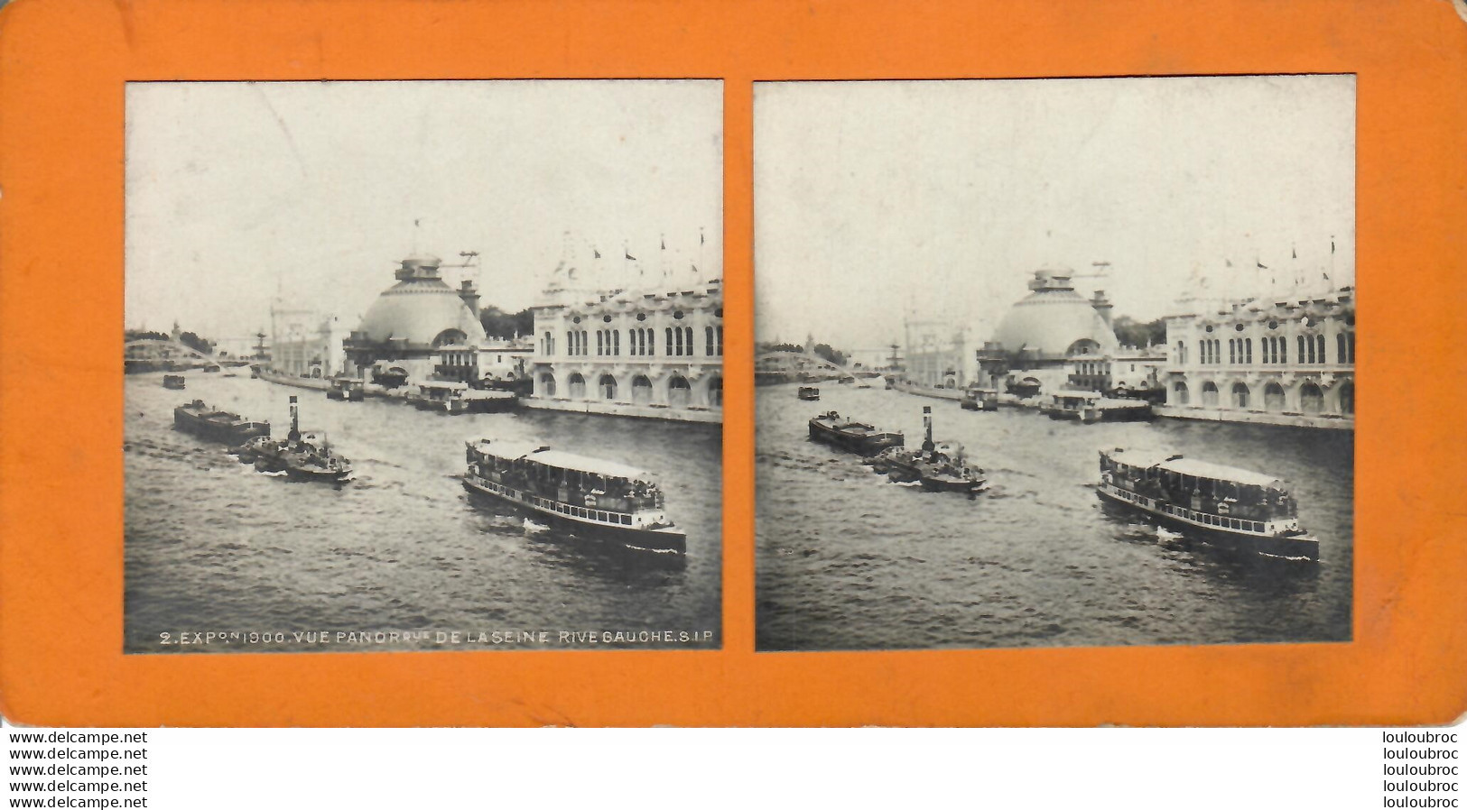 PARIS EXPOSITION UNIVERSELLE 1900 VUE PANORAMIQUE DE LA SEINE  CARTE STEREOSCOPIQUE - Photos Stéréoscopiques