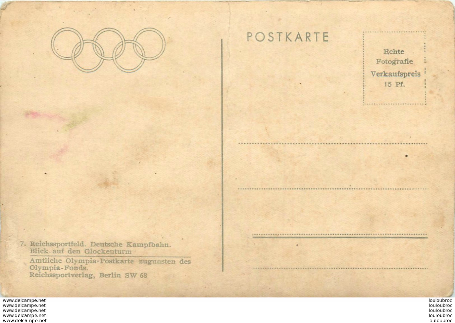 BERLIN JEUX OLYMPIQUES DE BERLIN 1936 - Olympische Spiele