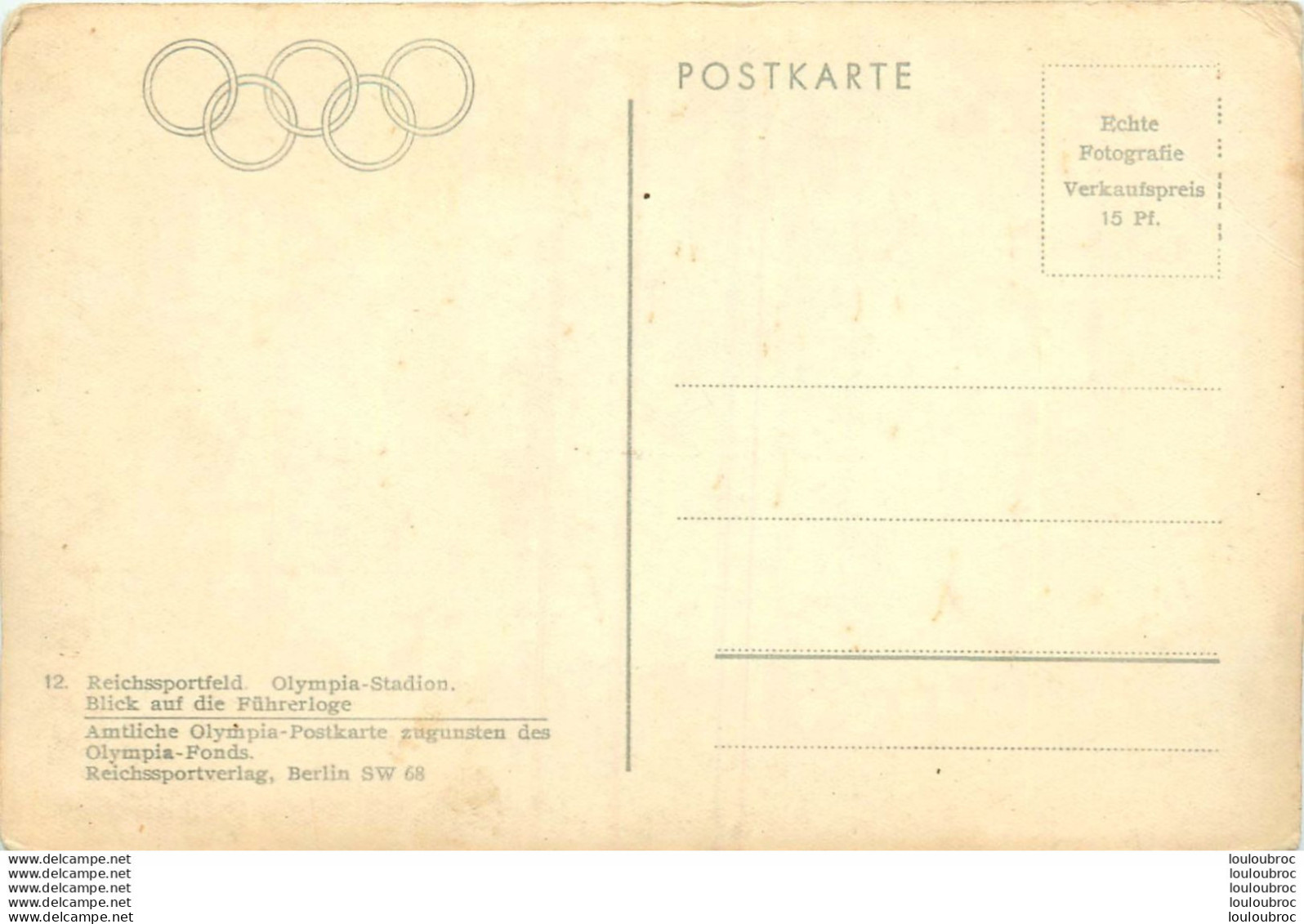 BERLIN JEUX OLYMPIQUES DE BERLIN 1936 - Jeux Olympiques