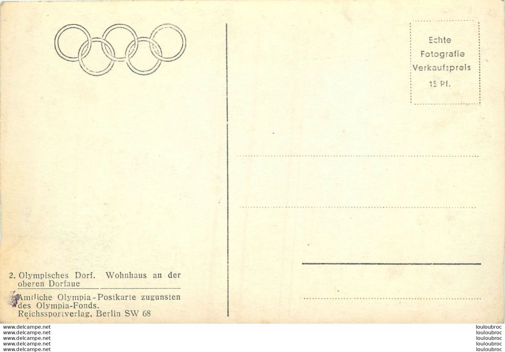 BERLIN JEUX OLYMPIQUES DE BERLIN 1936 - Jeux Olympiques