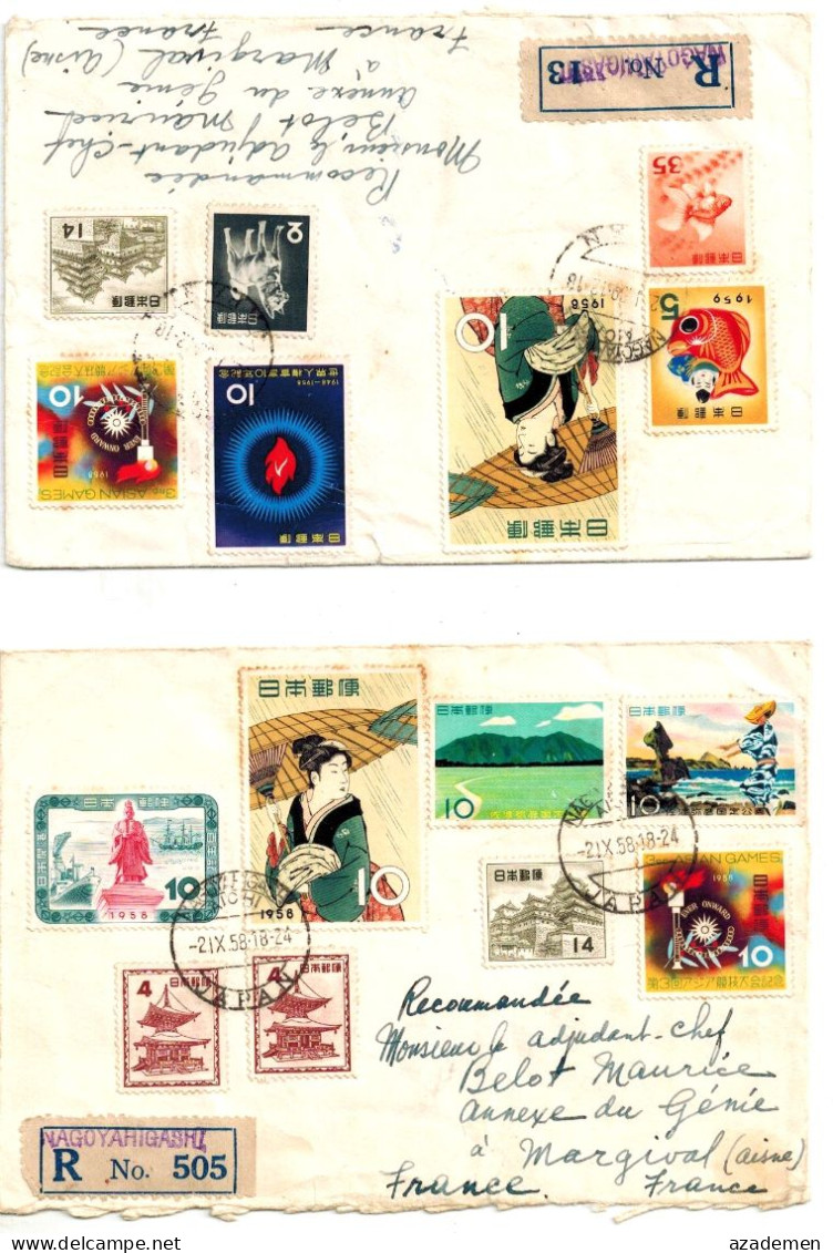 JAPON  2 Lettres Pour La France 1958/59. - Covers & Documents