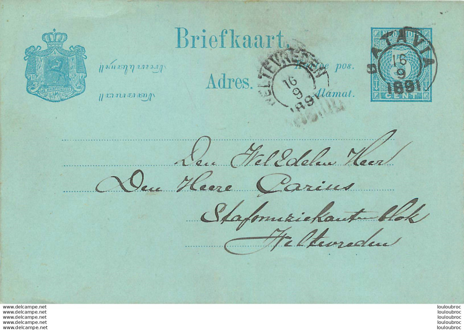 BATAVIA ENTIER POSTAL 1891 - Indie Olandesi