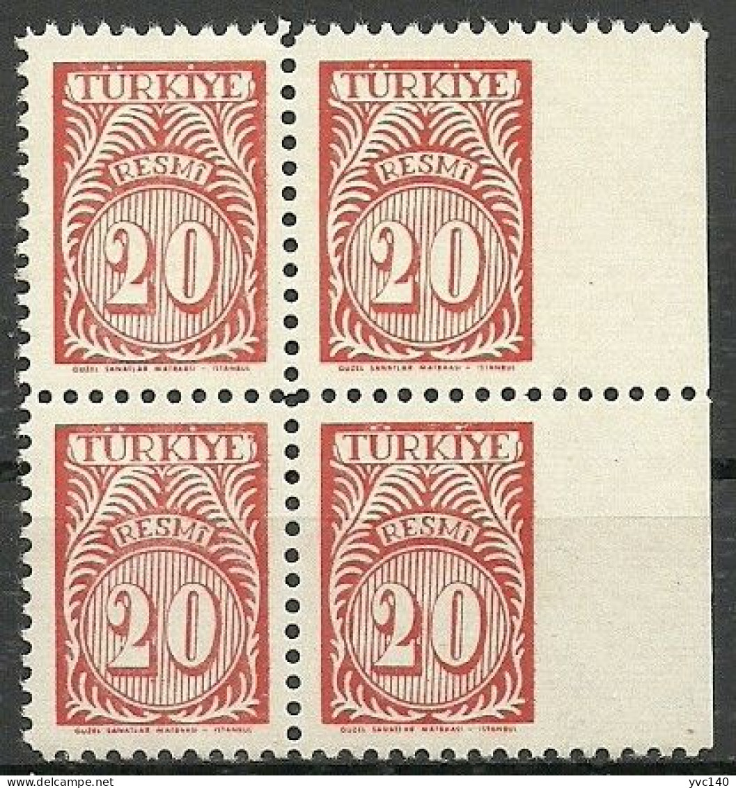 Turkey; 1957 Official Stamp 20 K. ERROR "Imperf. Edge" - Dienstmarken