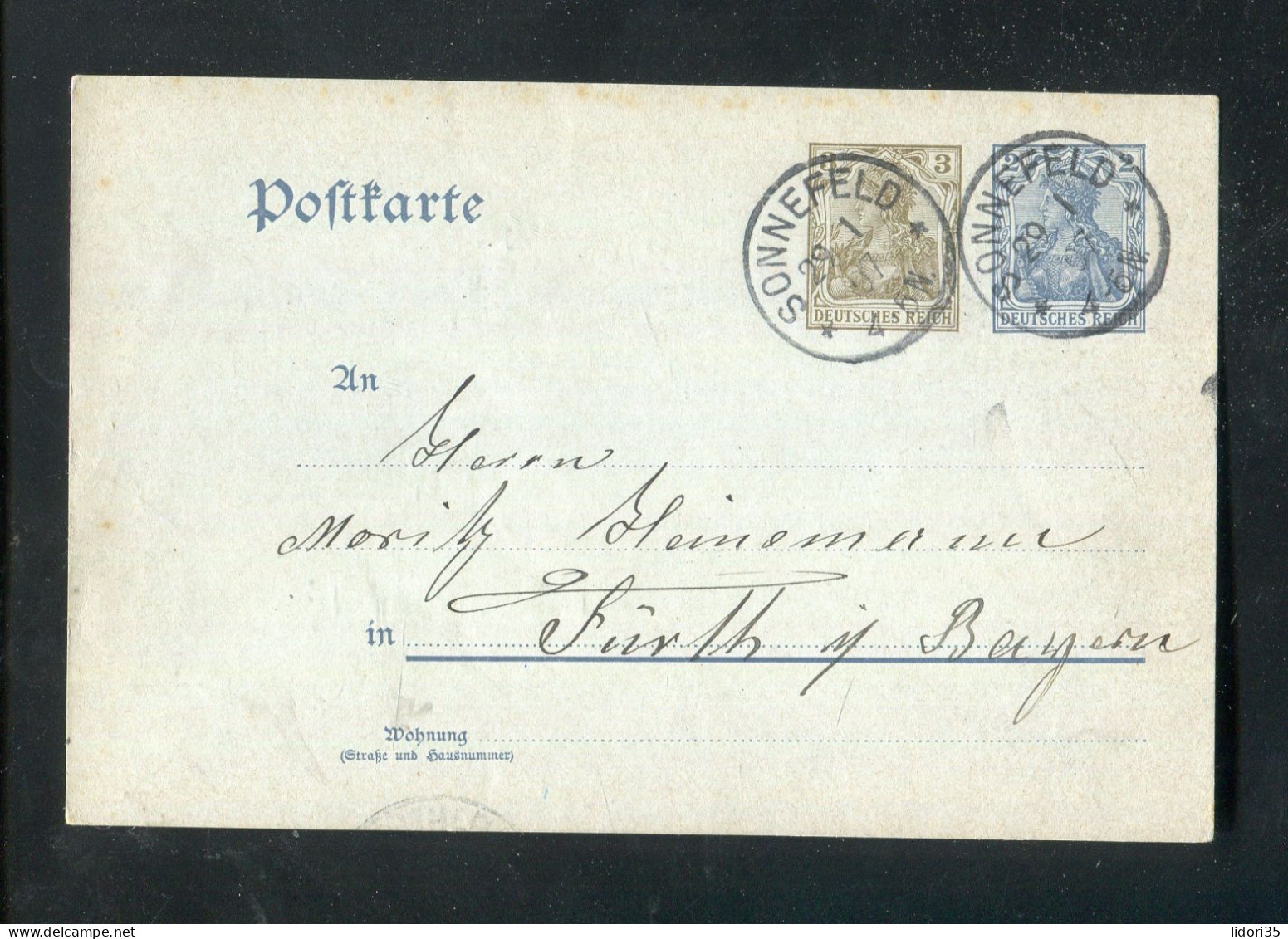 "DEUTSCHES REICH" 1907, Postkarte Mit K1 "BONNEFELD" Nach Fuerth (L1181) - Postcards