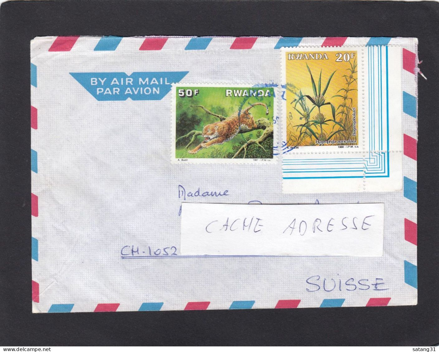 LETTRE DE KIGALI, AVEC TIMBRES "FELIN/VEGETAUX",  POUR LA SUISSE. - Storia Postale