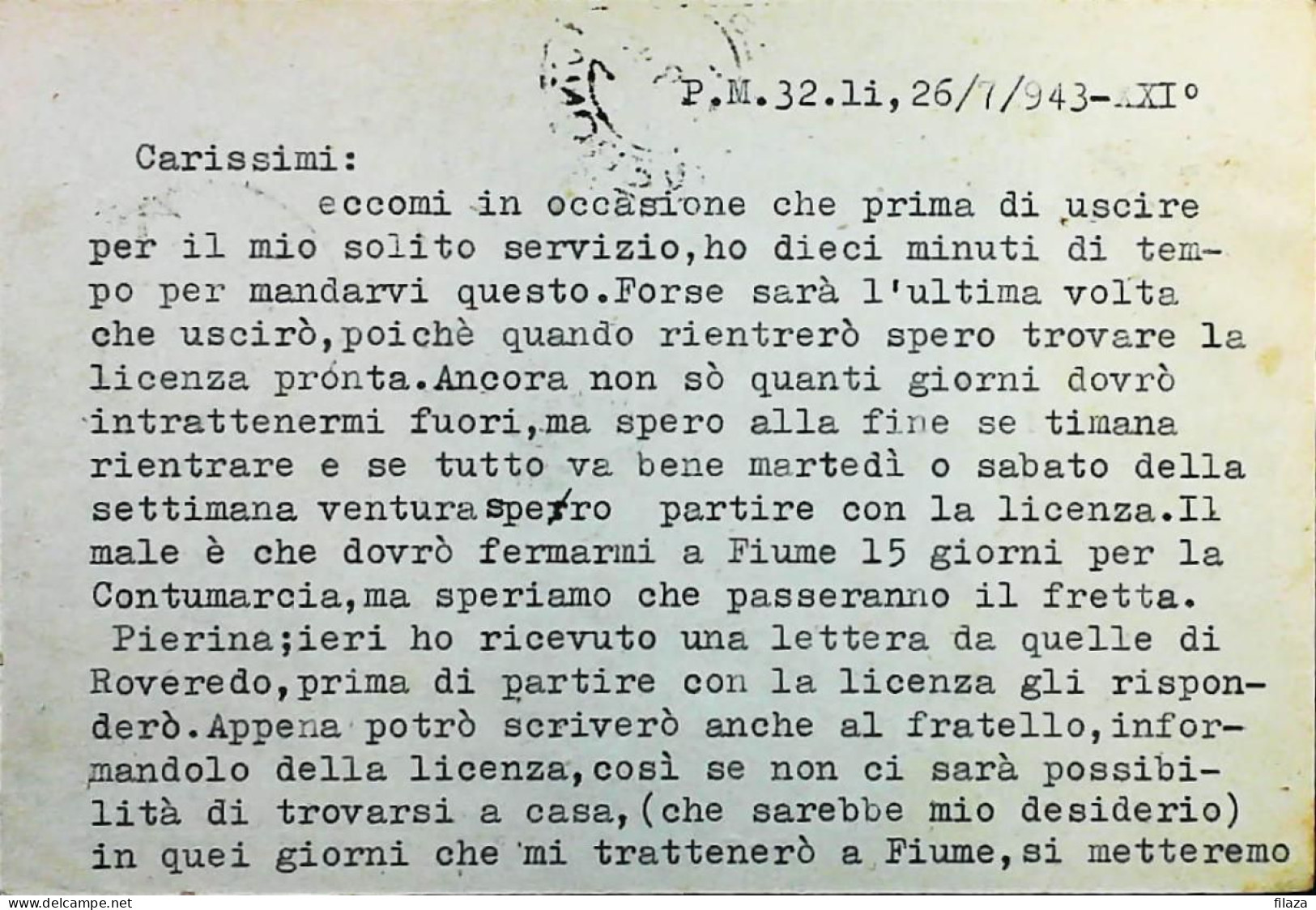 POSTA MILITARE ITALIA IN CROAZIA  - WWII WW2 - S7007 - Military Mail (PM)