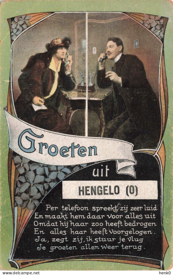 Hengelo Overijssel Groeten Uit Fantasiekaart Oud ±1916 C3199 - Hengelo (Ov)