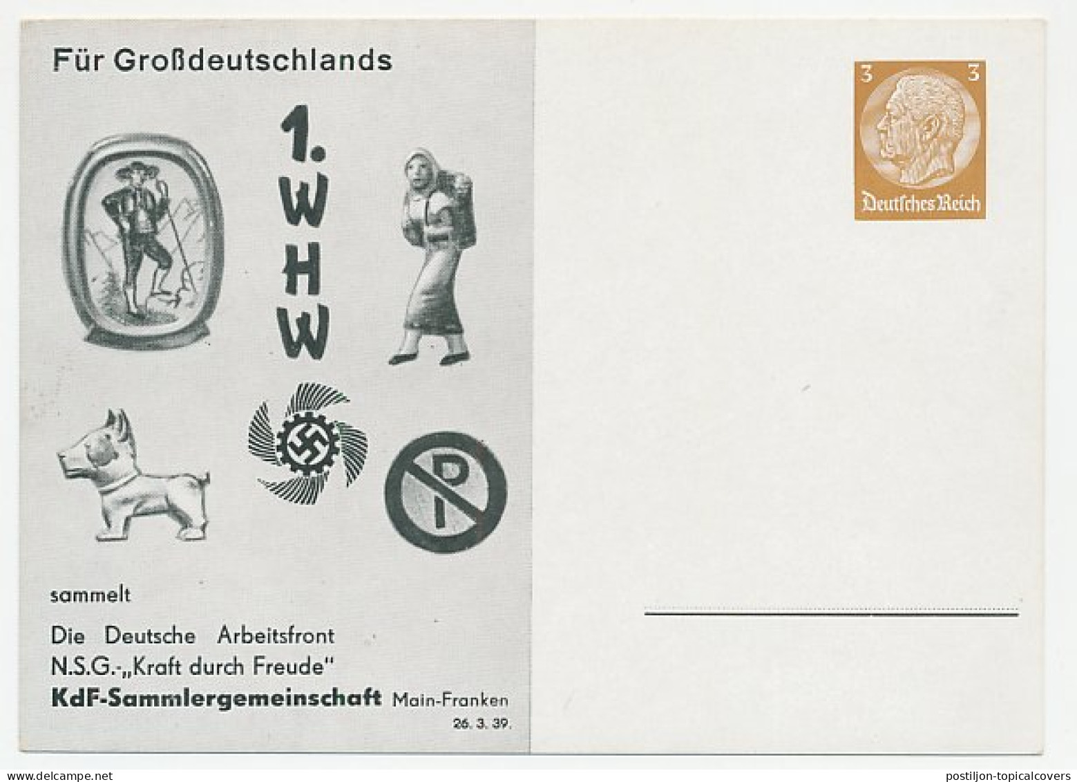 Postal Stationery Germany 1939 Winter Aid - Collectors - Dog - Figurine - Other & Unclassified