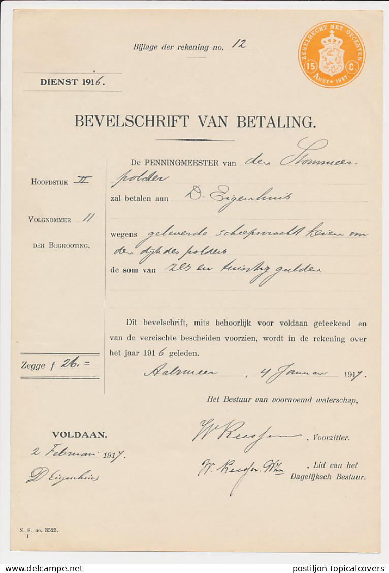 Fiscaal Droogstempel 15 C. ZEGELRECHT MET OPCENTEN AMST. 1917 - Steuermarken