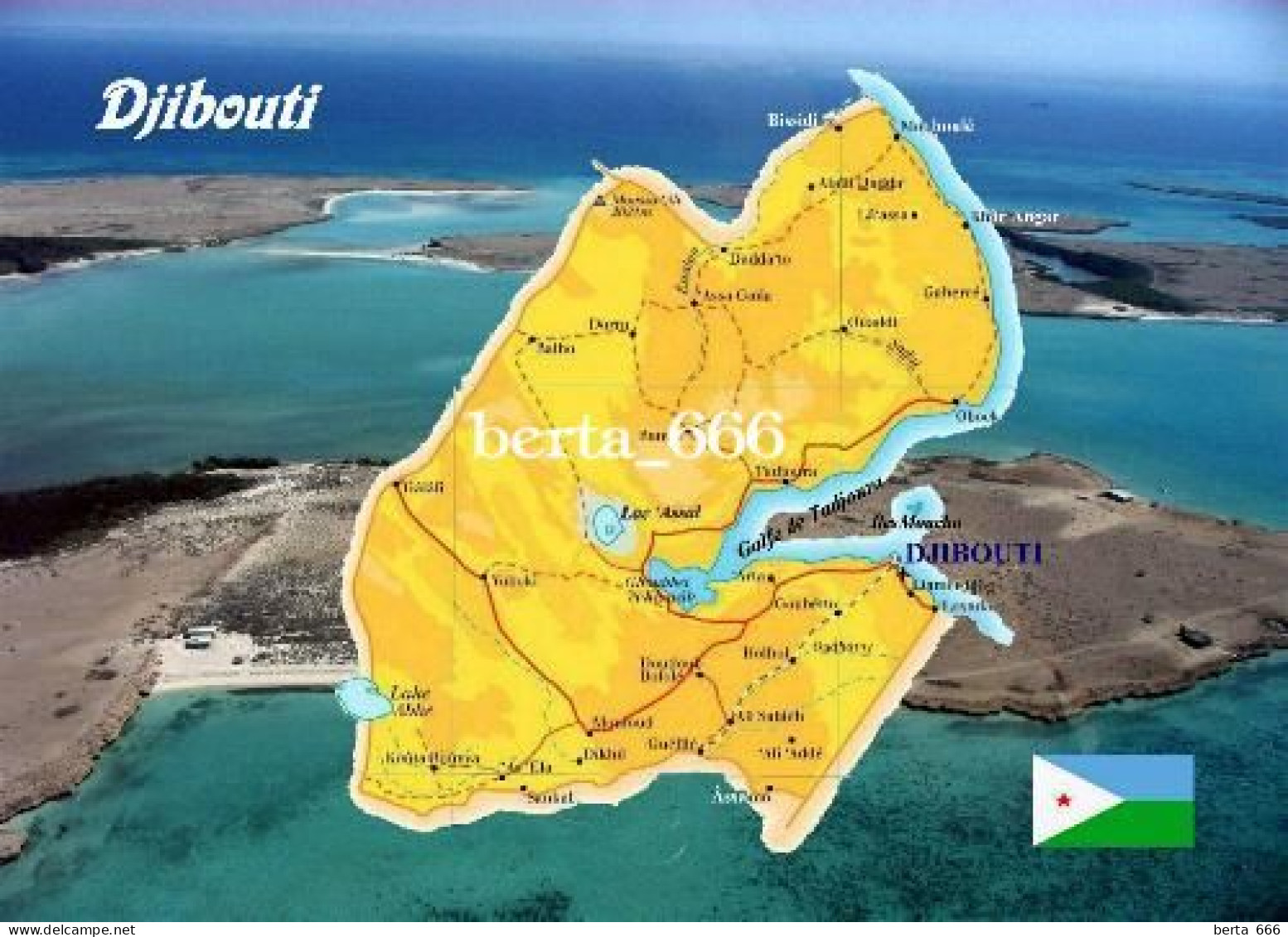 Djibouti Country Map New Postcard * Carte Geographique * Landkarte - Djibouti