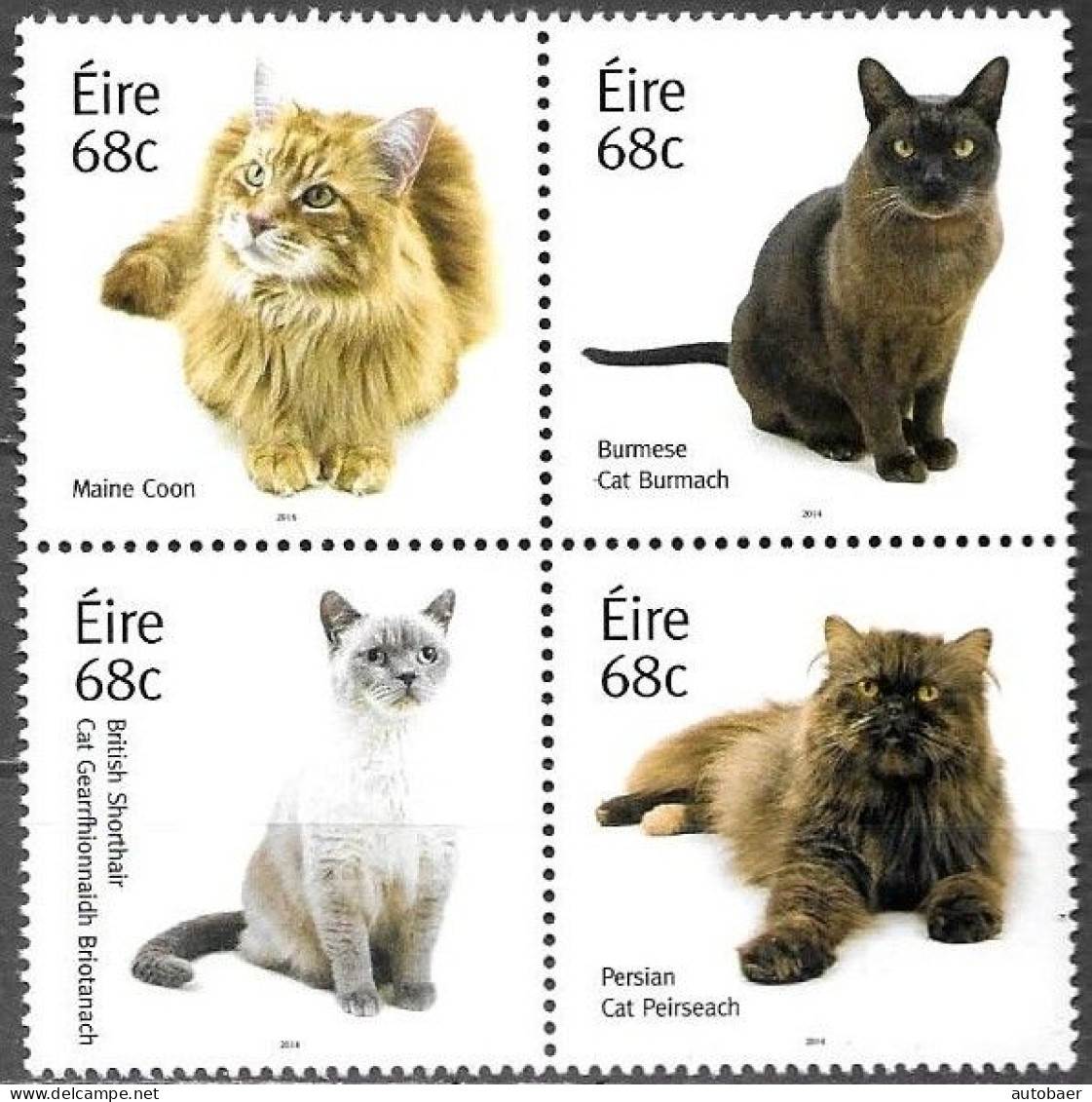 Irland Eire Ireland 2014 Cats Michel No 2108-11A ** MNH Postfrisch Neuf - Unused Stamps