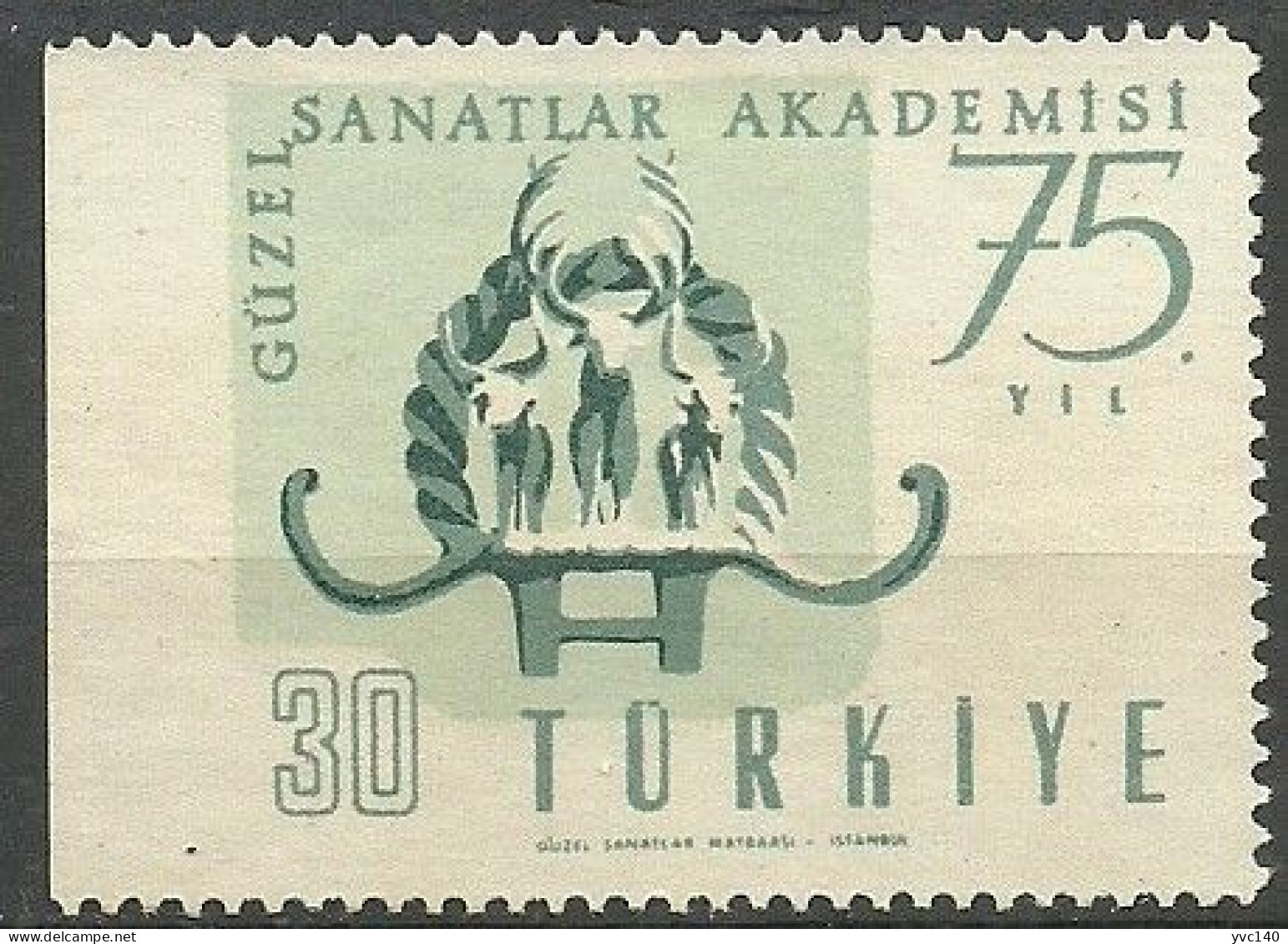 Turkey; 1957 75th Year Of The Art Academy 30 K. ERROR "Imperf. Edge" - Nuovi