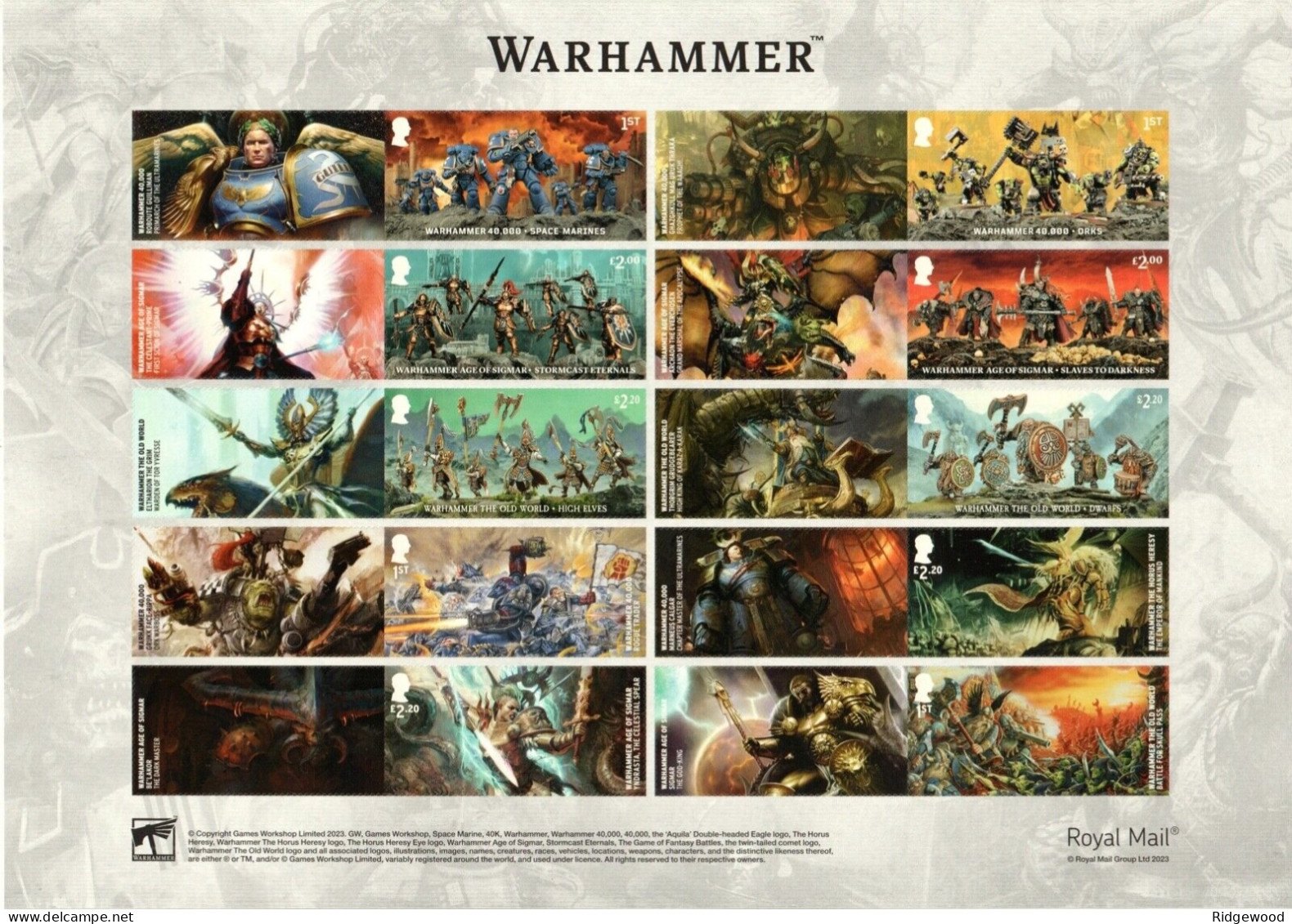 GB 2023 Warhammer Collector / Smilers Sheet (GS154/LS152) - Persoonlijke Postzegels