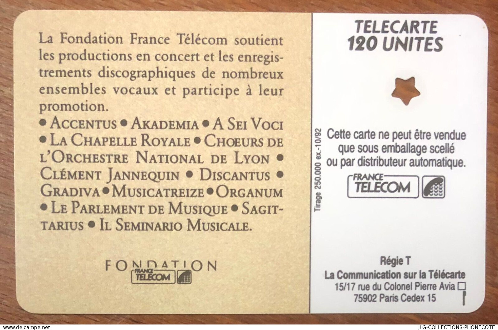 MUSIQUE VOCALE SANS PUCE TELECARTE REF PHONECOTE F292 TELEFONKARTE SCHEDA TARJETA PHONE CARD PREPAID PREPAYÉE CALLING - 1992