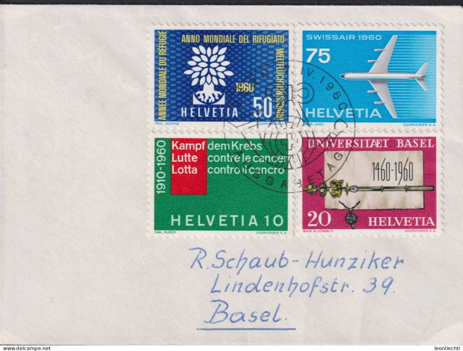 1960 Schweiz  Kleinbrief 8 X10.5 Cm, Zum:CH 351-354 Mi:CH: 692-695, Gedenkmarken ⵙ ET - Covers & Documents