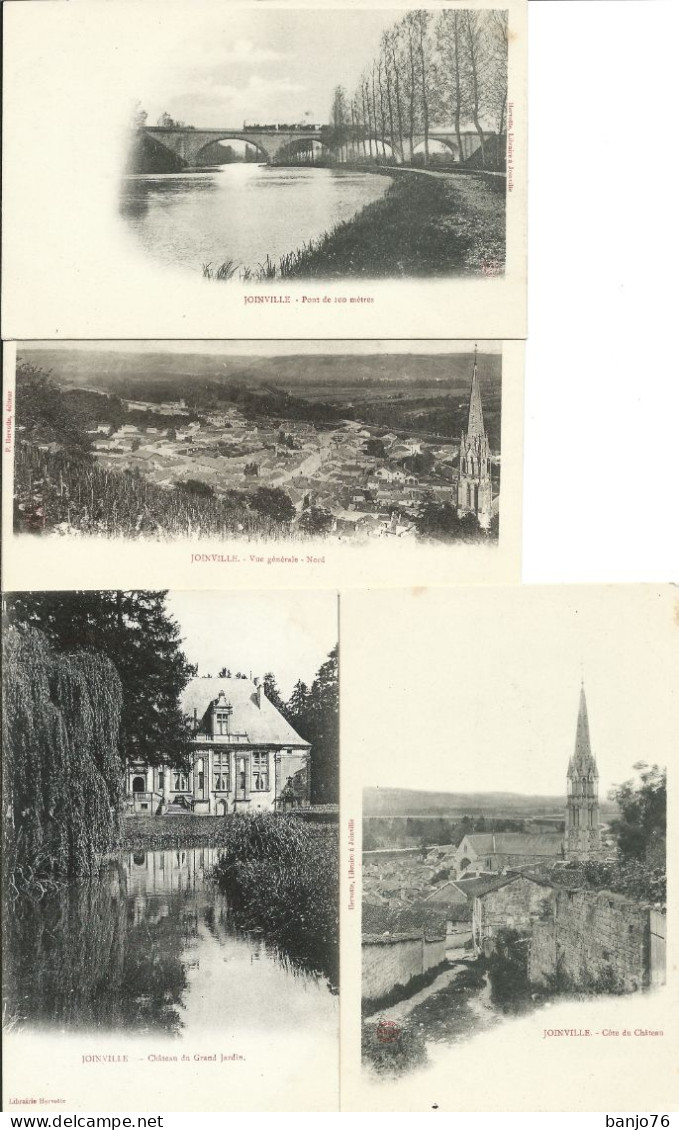 Joinville (52) - Lot 4 Cartes : Pont De 100 Mètres, Vue Générale Nord, Côté Du Château, Château Du Grand Jardin - Joinville