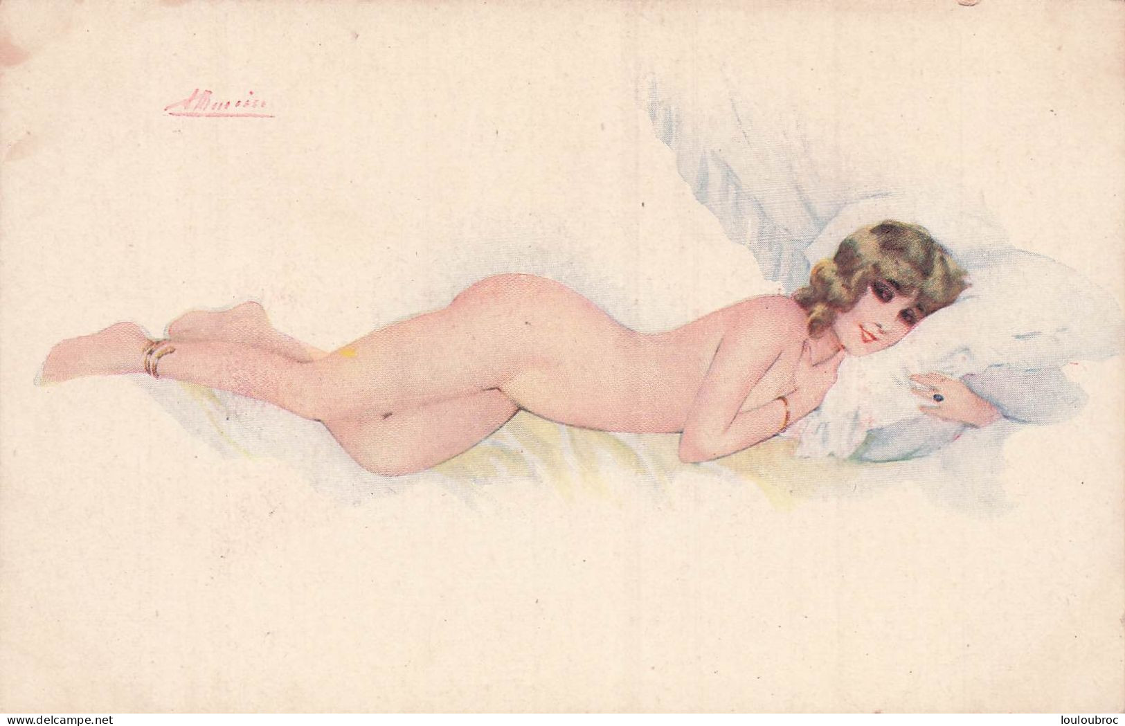 SUZANNE MEUNIER EN COSTUME D'EVE  FEMME NUE SUR LE LIT  SERIE N°26 - Meunier, S.