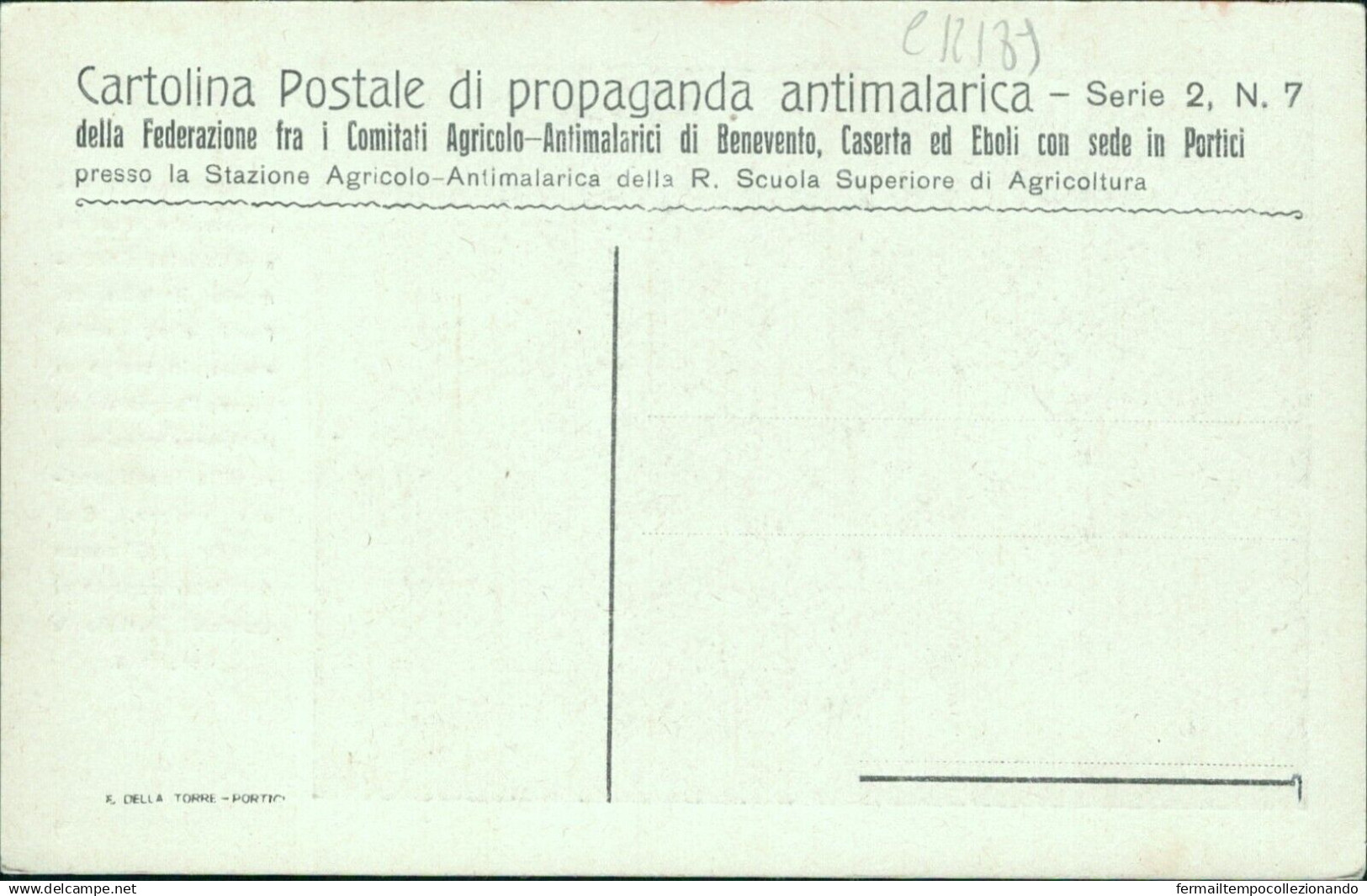 Cr189 Cartolina Propaganda Antimalarica Benevento Caserta Eboli Sede Portici - Benevento