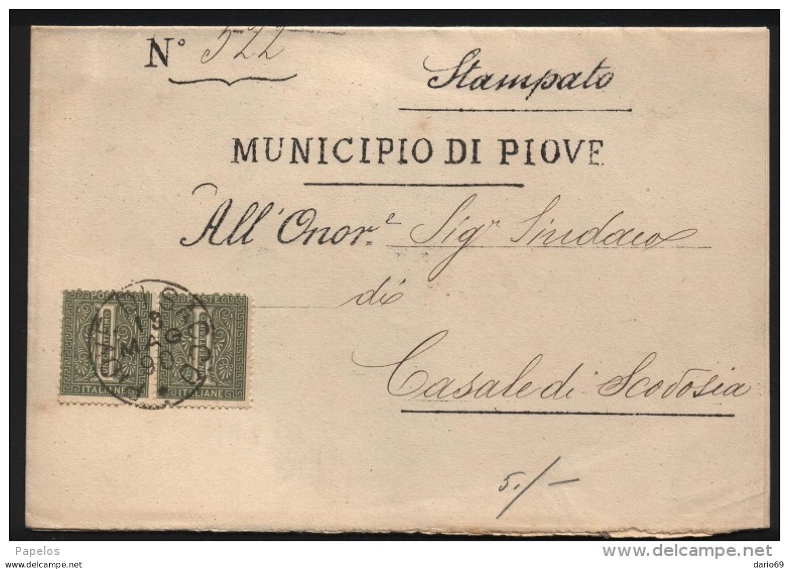 1890  LETTERA CON ANNULLO PIVE DI SACCO  PADOVA - Marcophilia