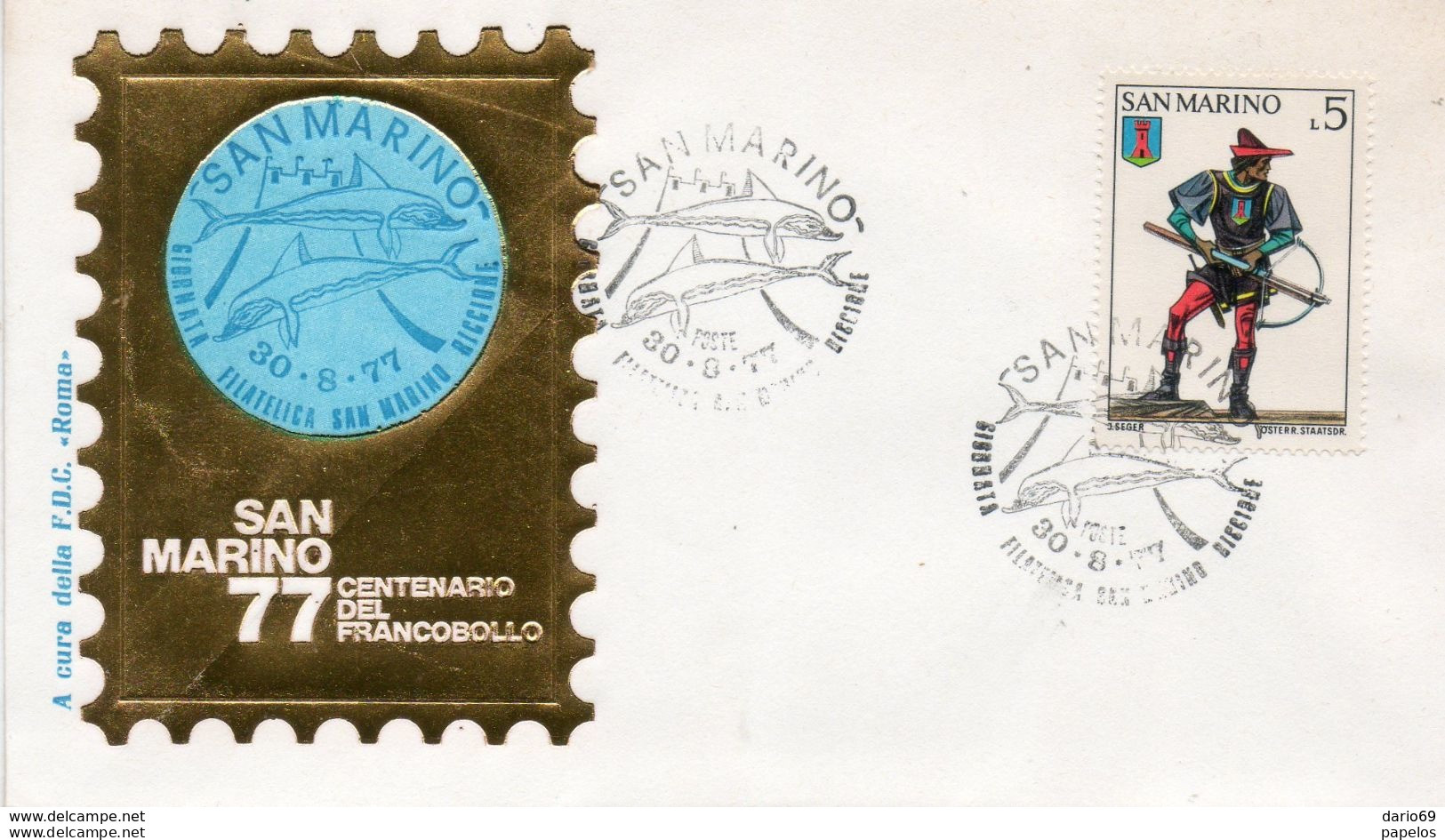 1977 SAN MARINO CENTENARIO DEL FRANCOBOLLO GIRO COMPLETO - FDC