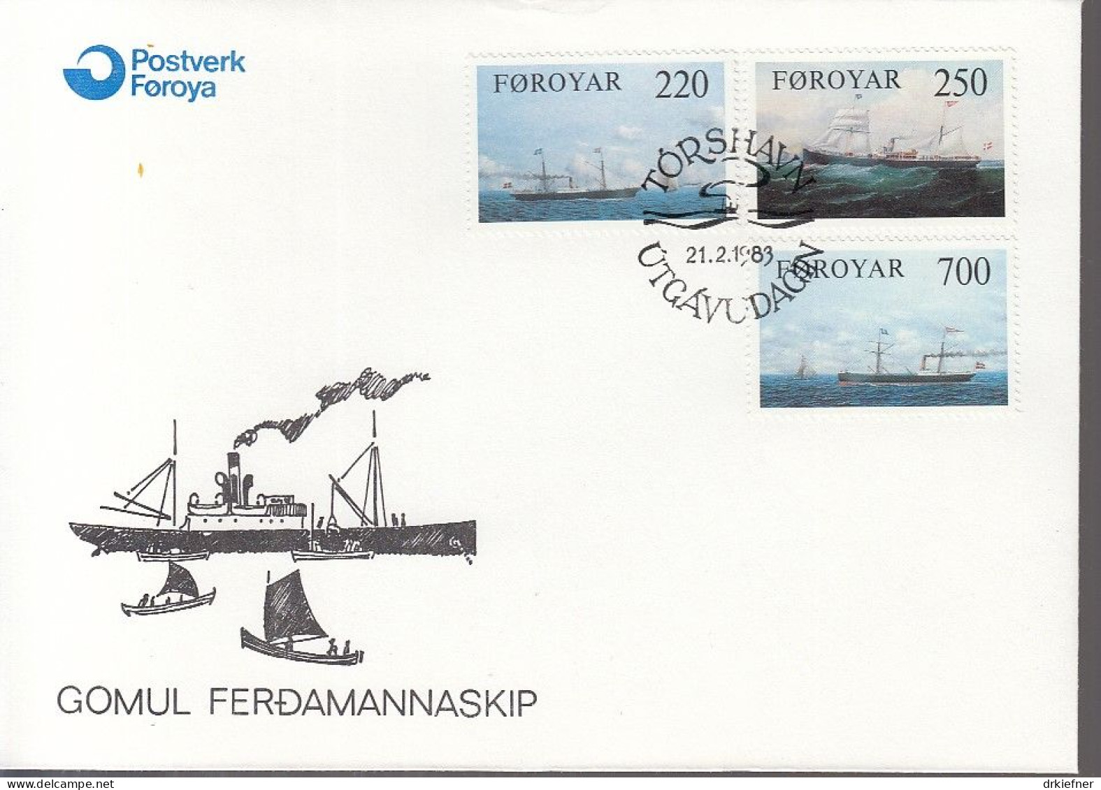 FÄRÖER  79-81, FDC, Dampfschiffe, 1983 - Isole Faroer