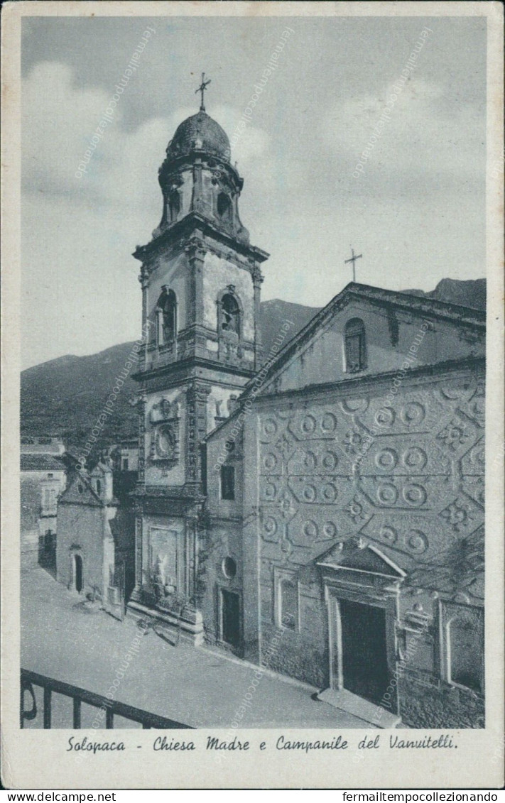 Cr213 Cartolina Solopaca Chiesa Madre E Campanile Del Vanvitelli Benevento - Benevento