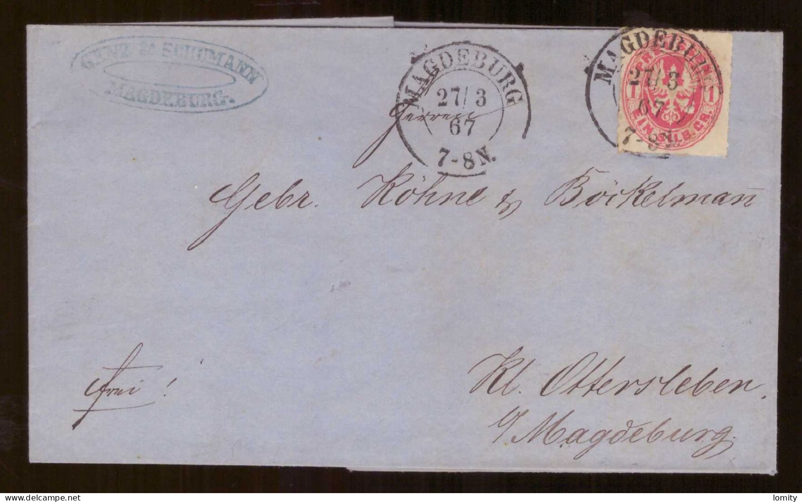 Allemagne Prusse Preussen Lettre Brief Cover Timbre N° 17 Cachet 1867 Magdeburg - Lettres & Documents