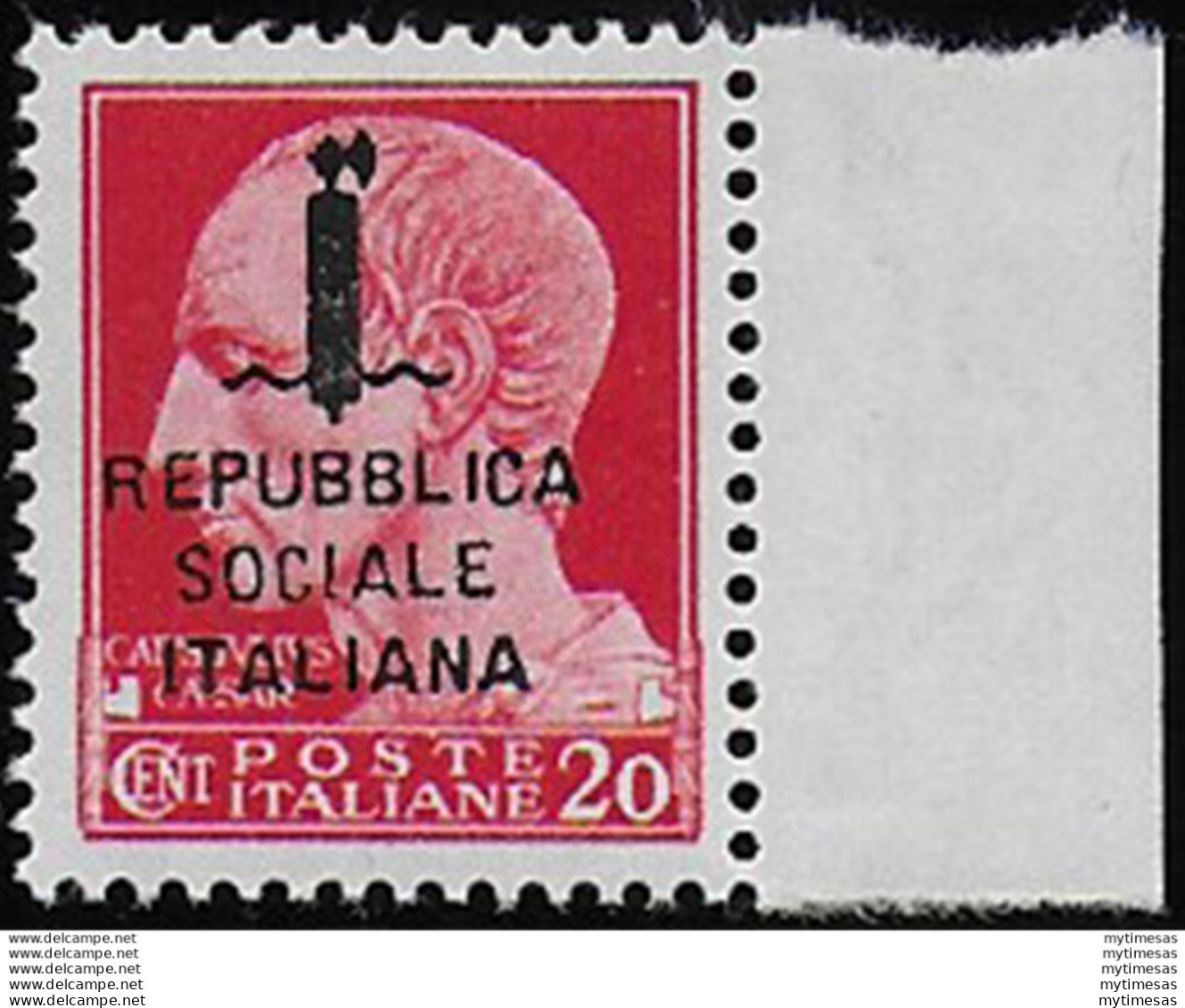 1944 Repubblica Sociale 20c. Giulio Cesare MNH Sassone N. 495/A - Other & Unclassified