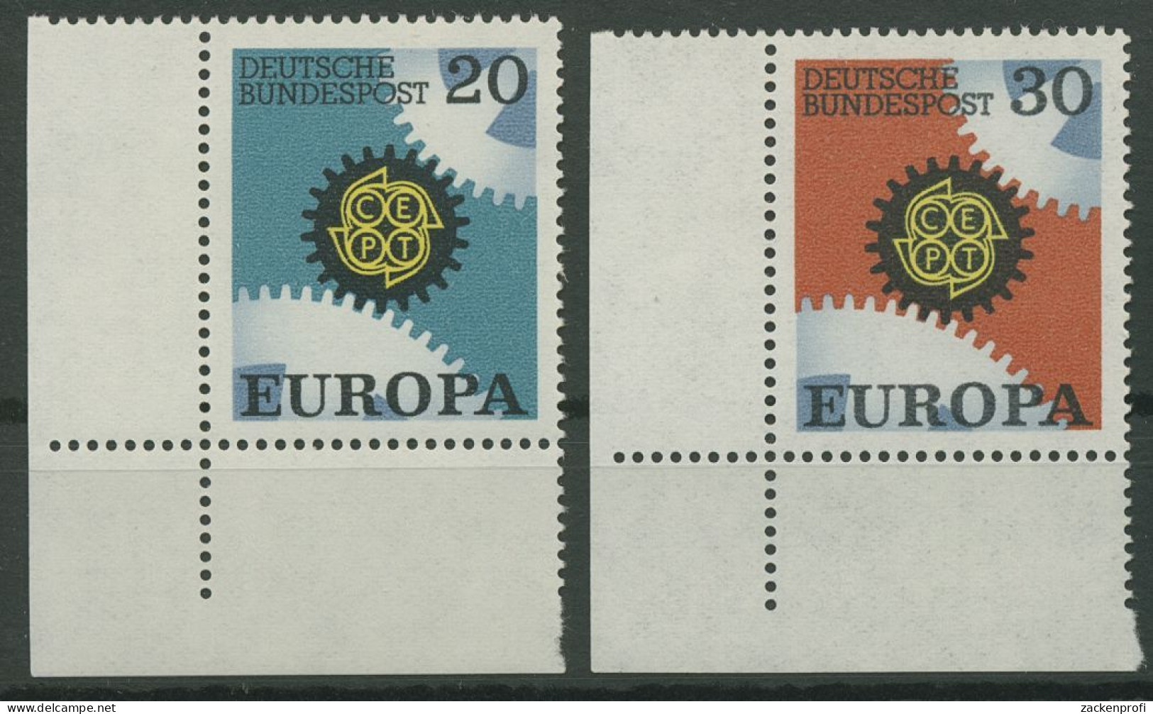 Bund 1967 Europa CEPT 533/34 Ecke 3 Unten Links Postfrisch (E869) - Unused Stamps