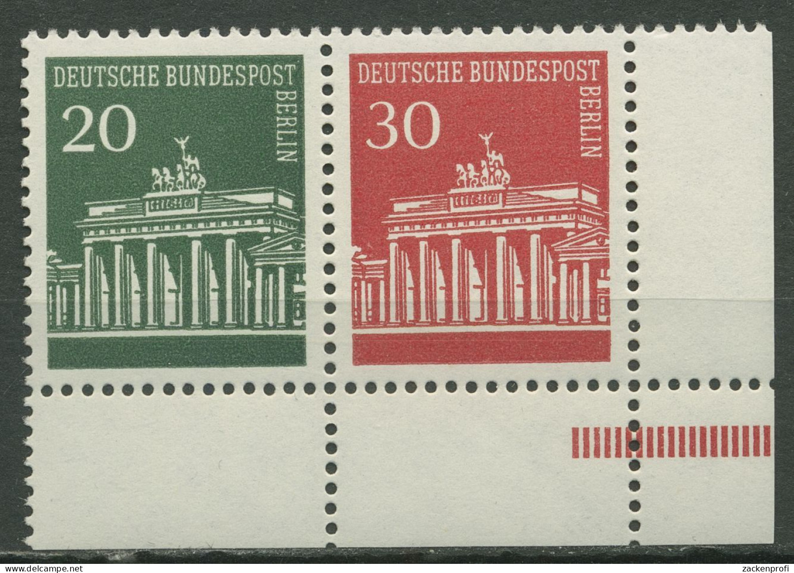 Berlin Zusammendrucke 1970 Brandenburger Tor Ecke ER W 45.4 Postfrisch - Zusammendrucke