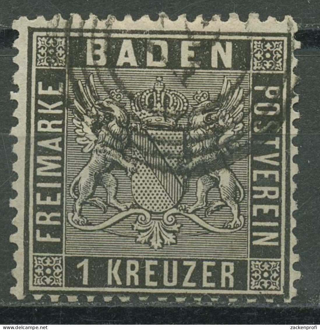 Baden 1860/61 1 Kreuzer Schwarz 9 Gestempelt - Usados