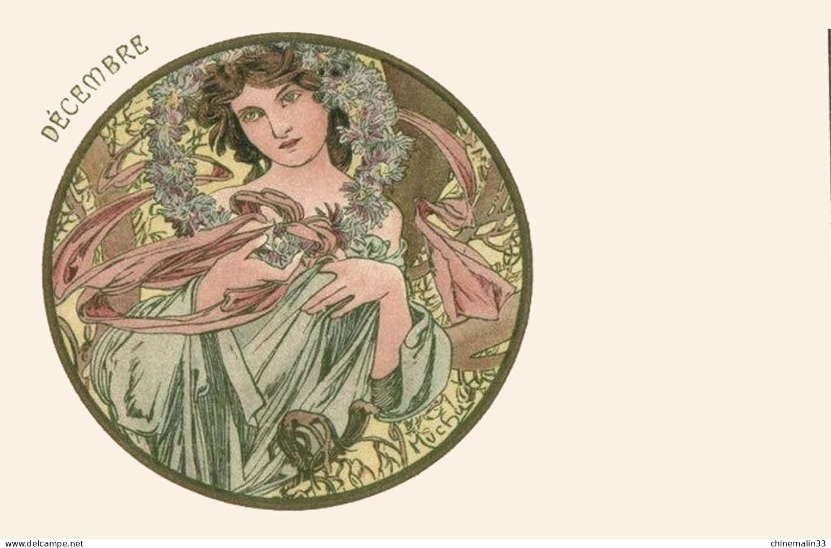 A.MUCHA SERIE DE 12 CARTES ART NOUVEAU LES MOIS DE L'ANNÉE  BELLE ANIMATION REIMPRESSION DE CARTES ANCIENNES 9X14