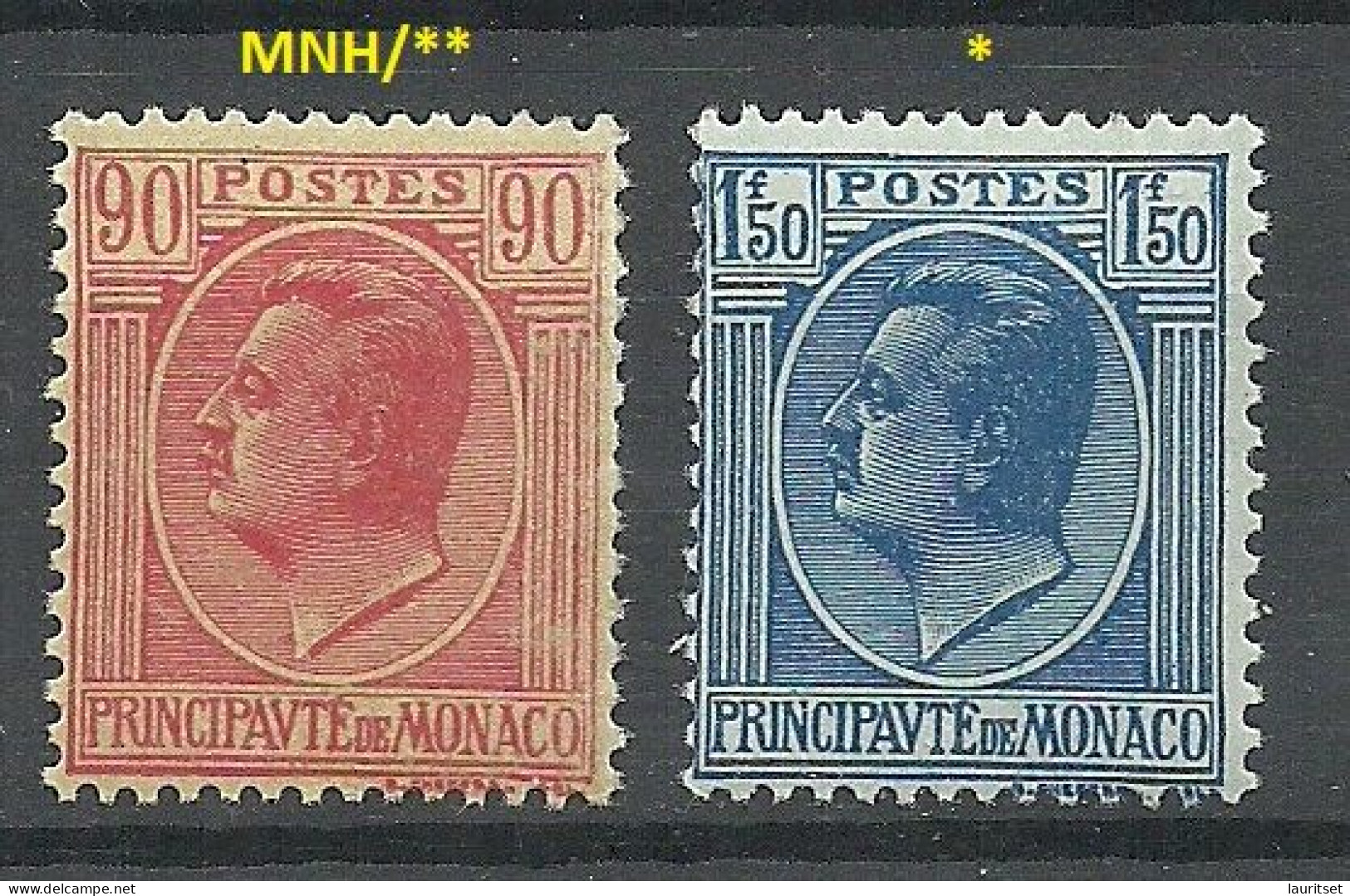 MONACO 1927 Michel 94 & 96 MNH/MH - Unused Stamps