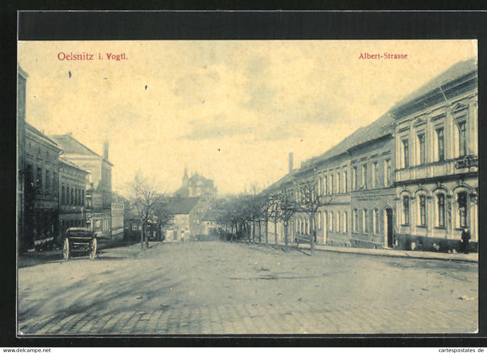 AK Oelsnitz I. Vogtl., Albert-Strasse Mit Geschäften  - Oelsnitz I. Vogtl.