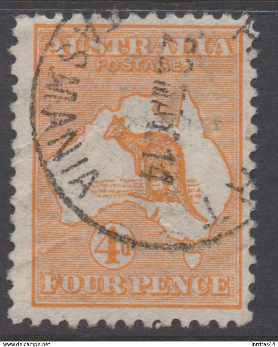 AUSTRALIA 1913 4d ORANGE  KANGAROO (DIE II) STAMP PERF.12  1st.WMK  SG.6 VFU. - Gebruikt