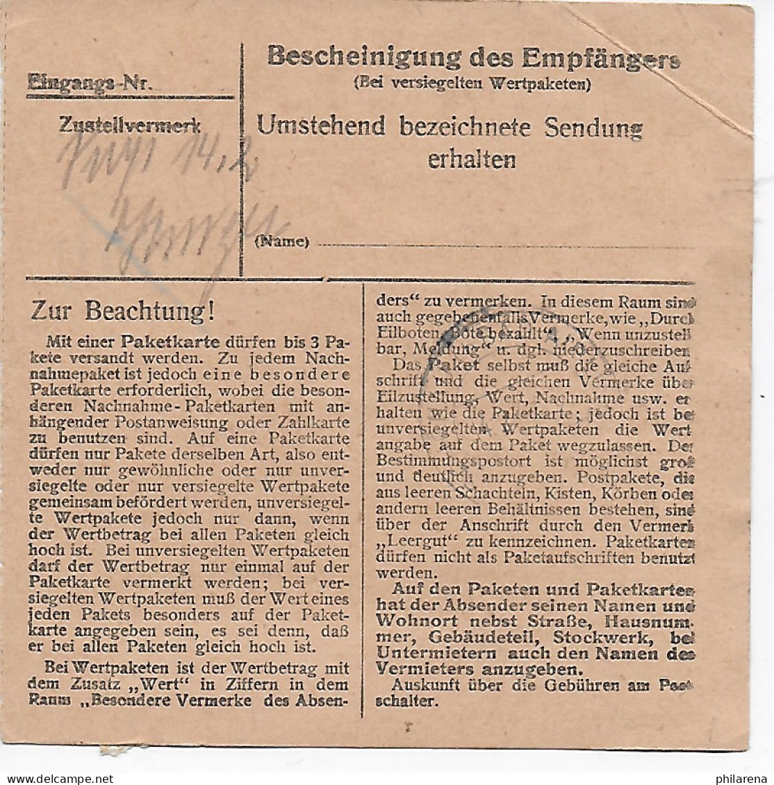Paketkarte Moosburg Nach Schönau/Bad Aibling, Schuhwaren 1948, MeF - Covers & Documents