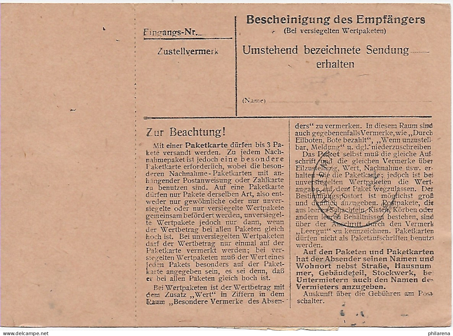 Paketkarte Ingolstadt 1948 Nach Haar - Briefe U. Dokumente