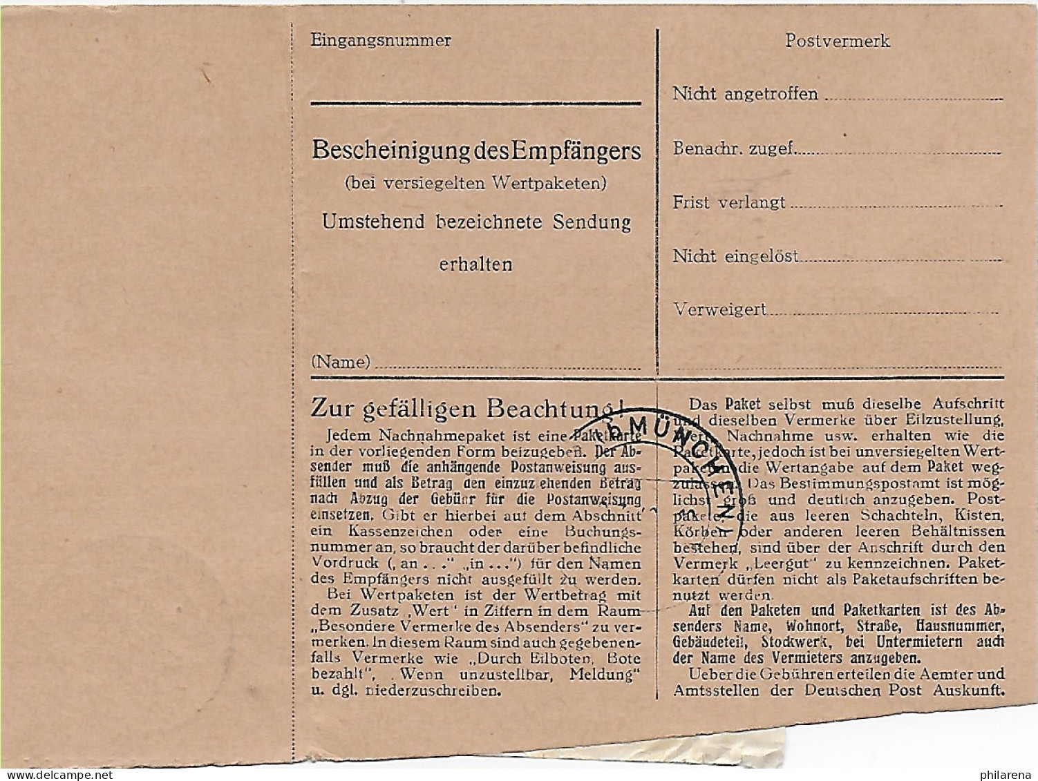 Paketkarte Hauzenberg Nach Eglfing-Haar, 1948, MeF - Lettres & Documents