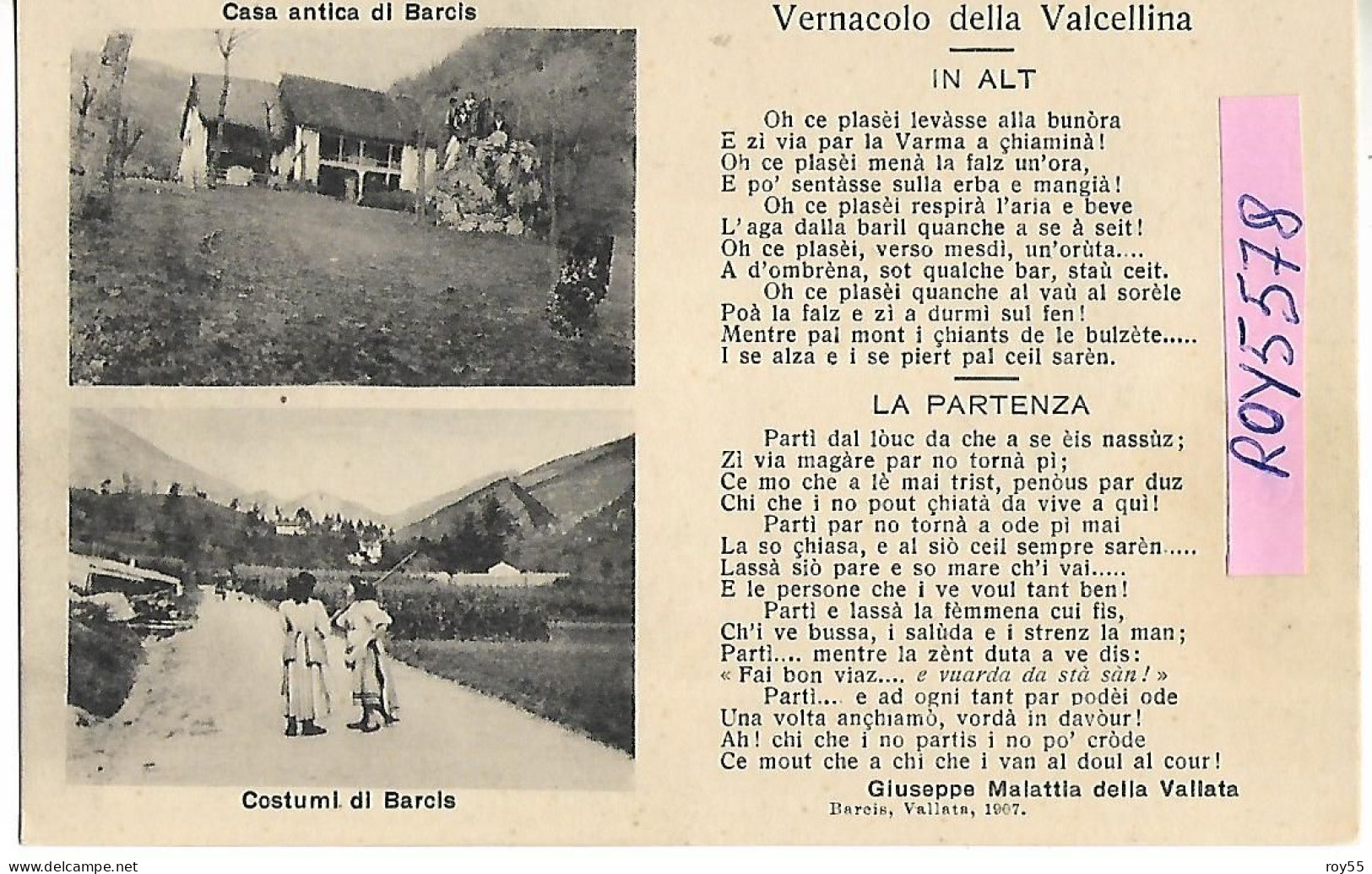 Friuli Venezia Giulia-pordenone-barcis Vedute Vedutine Casa Antica Costumi Locali Con Dicitura (f.piccolo) - Sonstige & Ohne Zuordnung