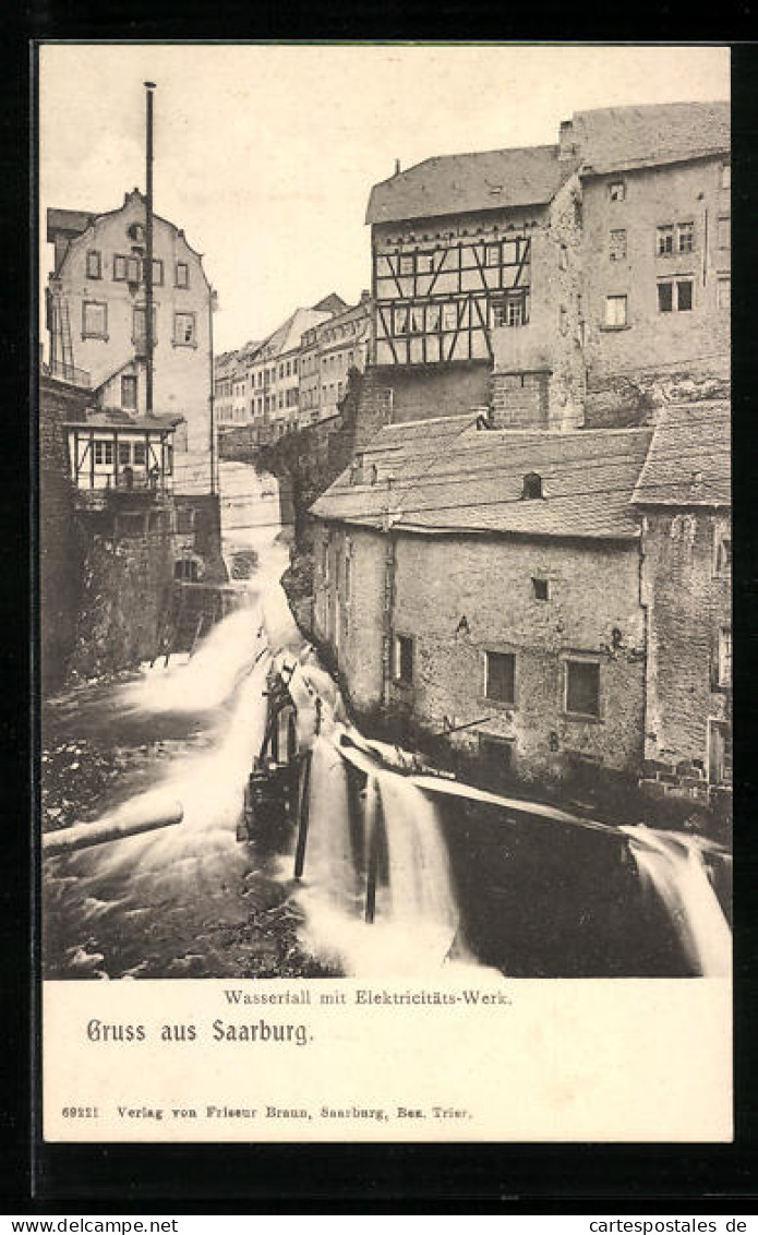 AK Saarburg, Wasserfall Mit Elektrizitäts-Werk  - Saarburg