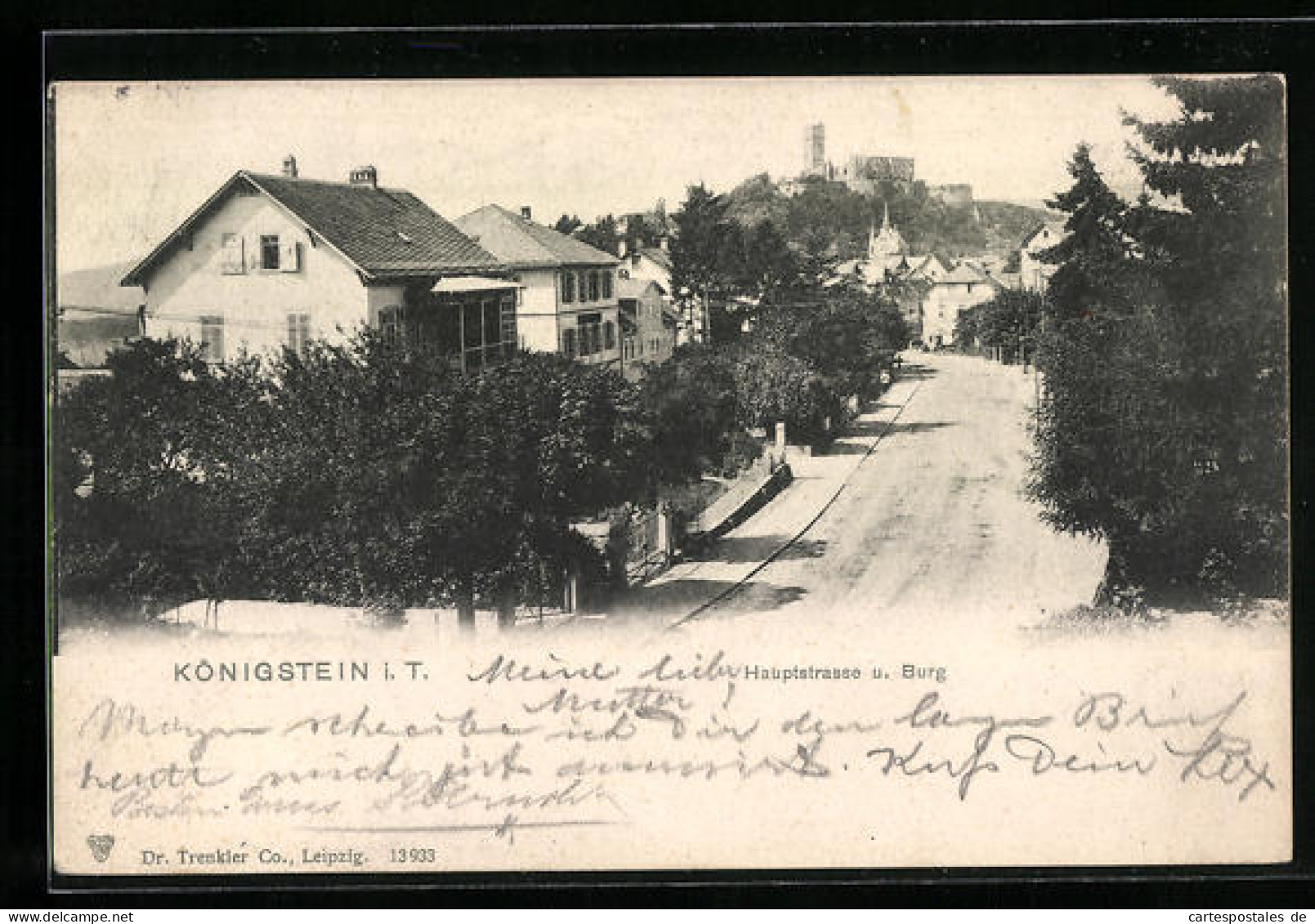 AK Königstein I. T., Hauptstrasse Mit Blick Zur Burg  - Koenigstein