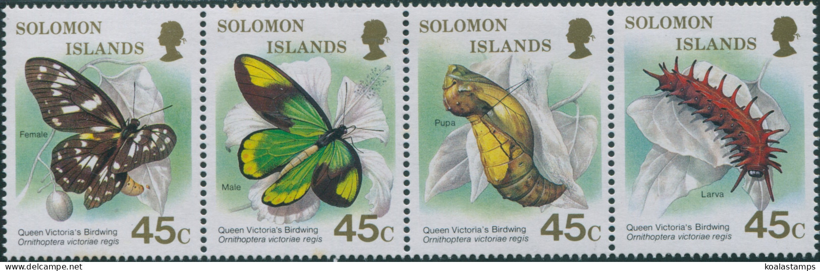 Solomon Islands 1987 SG610a Butterflies Strip MNH - Salomoninseln (Salomonen 1978-...)