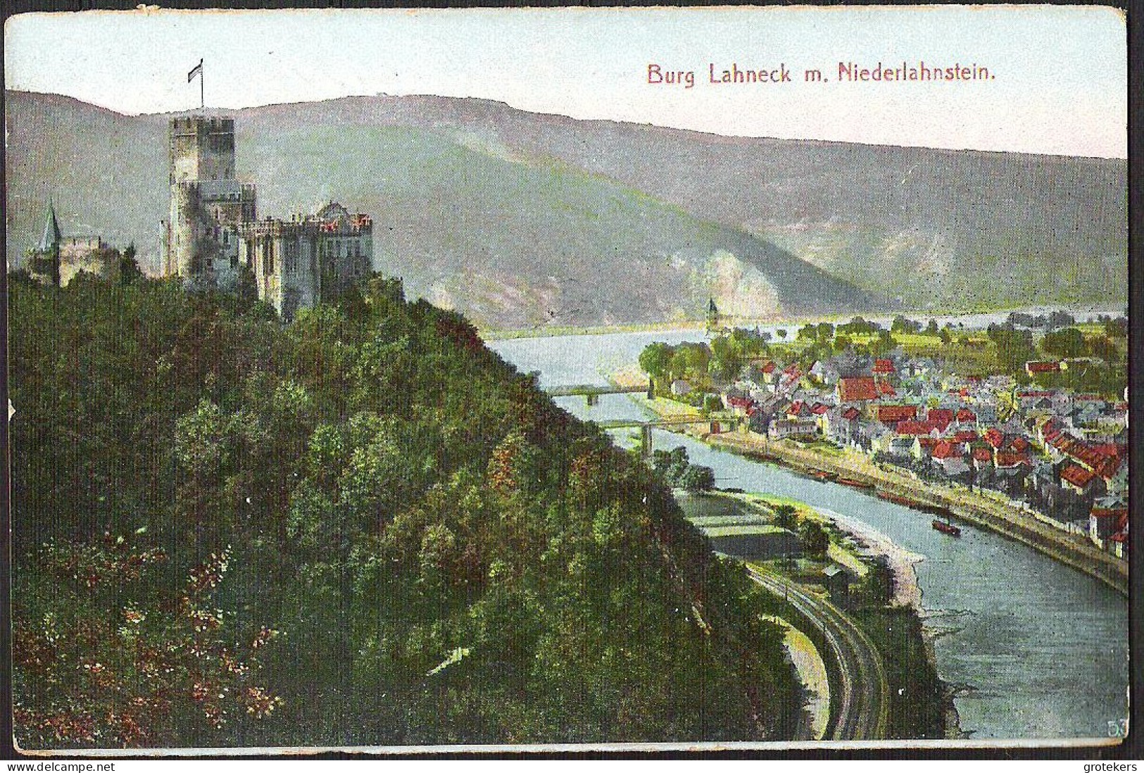 NIEDERLAHNSTEIN Mit Burg Lahneck  1912 ZUG Stempel Train Cancellation / AMBULANT - Lahnstein