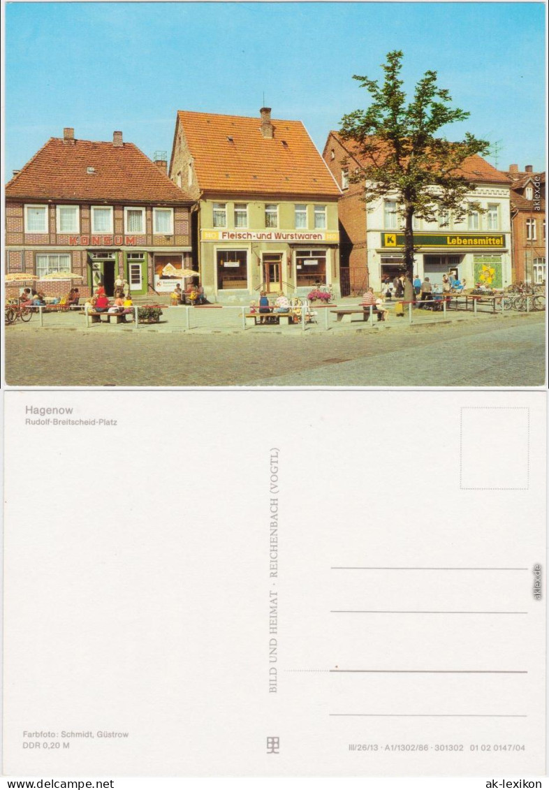 Ansichtskarte Hagenow Blick Auf Den Platz Mit Geschäften 1986 - Hagenow