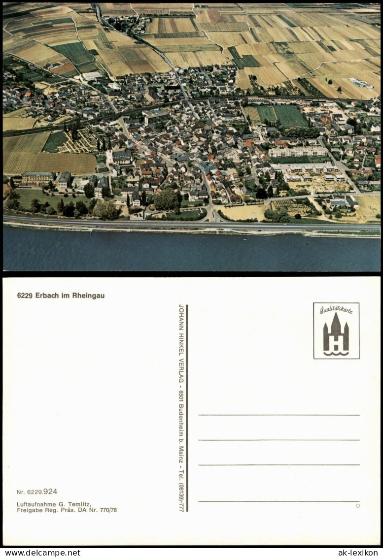 Erbach (Rheingau)-Eltville Am Rhein Luftbild Gesamtansicht Vom Flugzeug Aus 1975 - Eltville