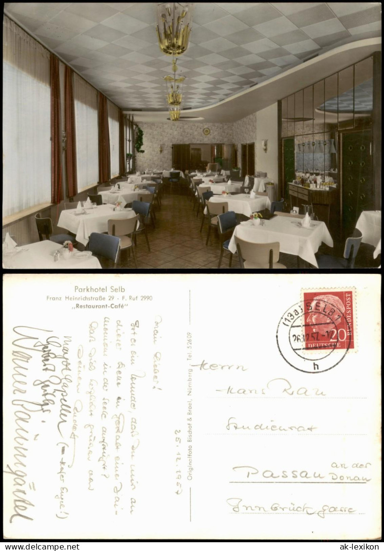 Selb (Bayern) Parkhotel Franz Heinrichstraße 29 Restaurant-Café Innen 1957 - Selb