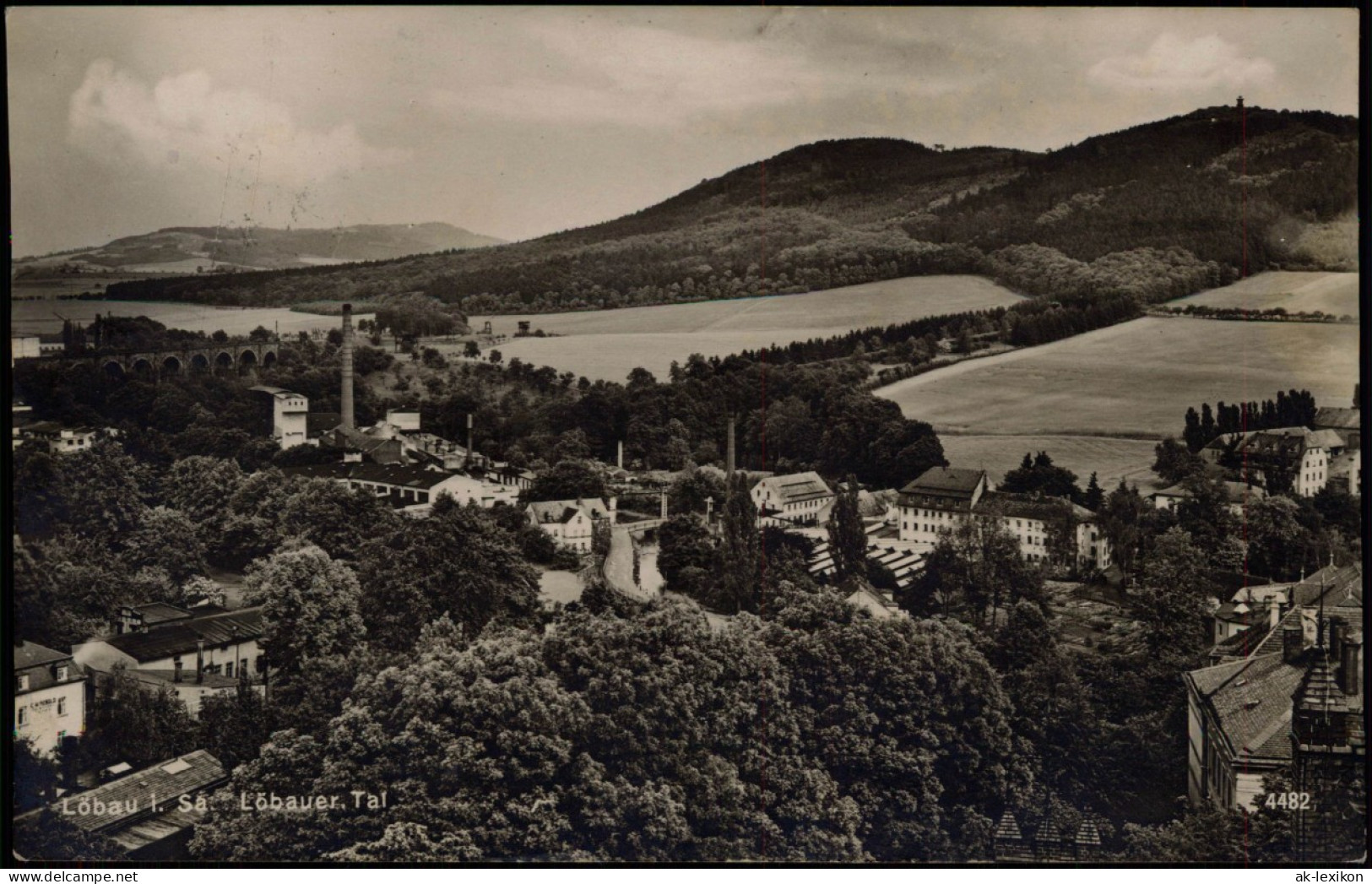 Ansichtskarte Löbau Löbauer Tal - Viadukt, Fabriken - Fotokarte 1929 - Loebau