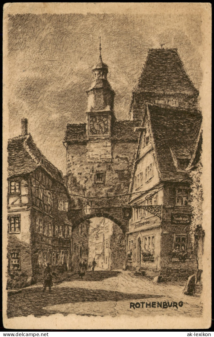 Rothenburg Ob Der Tauber Röderbogen Markusturm (Künstlerkarte, Zeichnung) 1925 - Rothenburg O. D. Tauber