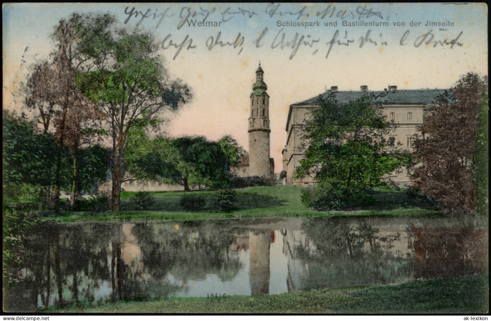 Ansichtskarte Weimar Schlosspark Und Bastillenturm Von Der Ilmseite 1907 - Weimar