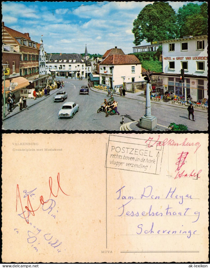 Postkaart Valkenburg Aan De Geul Grendelplein Met Monument, Hotel 1971 - Other & Unclassified